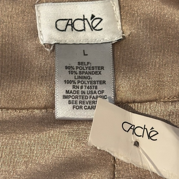 Cache Gold Metalic Shiny drape mini skirt size Large - Picture 6 of 10